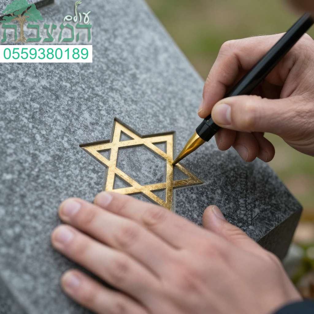 צביעה מדויקת של סמלים ואותיות על מצבות בזהב יוקרתי לחידוש מושלם ומכובד התקשרו כעת